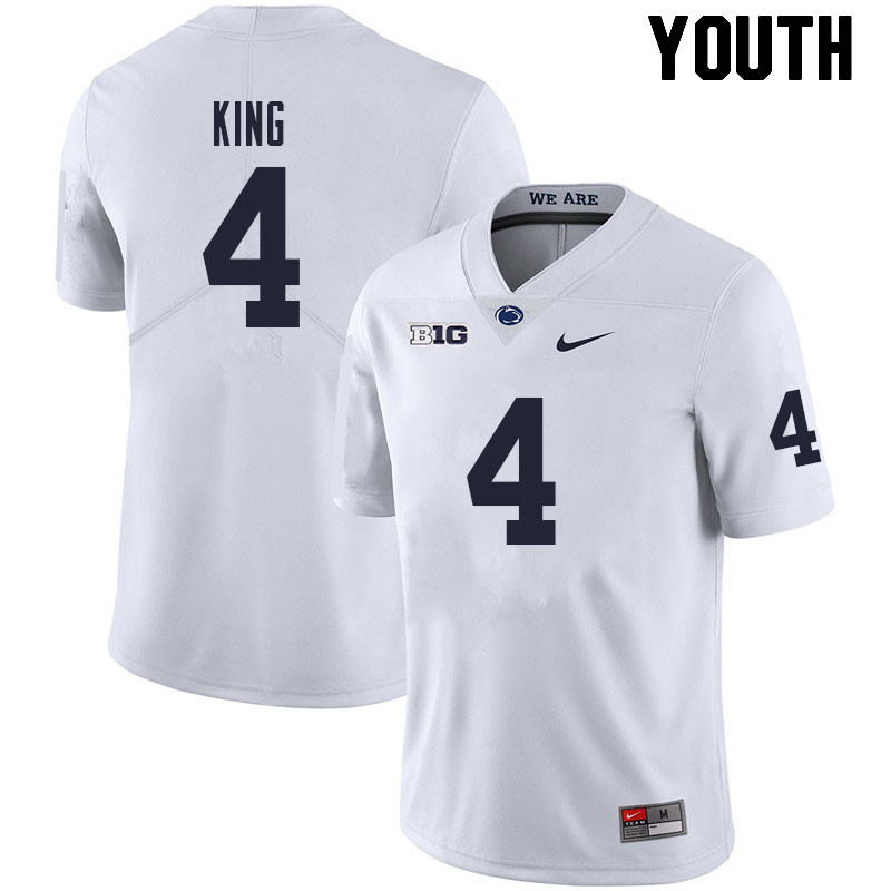 Youth #4 Kalen King Penn State Nittany Lions College Football Jerseys Sale-White - Click Image to Close